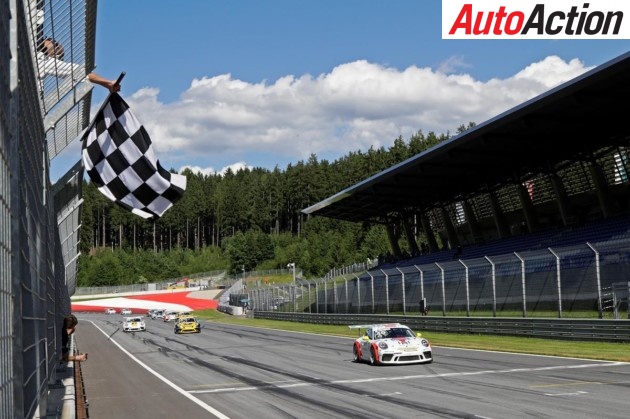 Matt Campbell taking the chequered flag at the Red Bull Ring - Photo: Supplied
