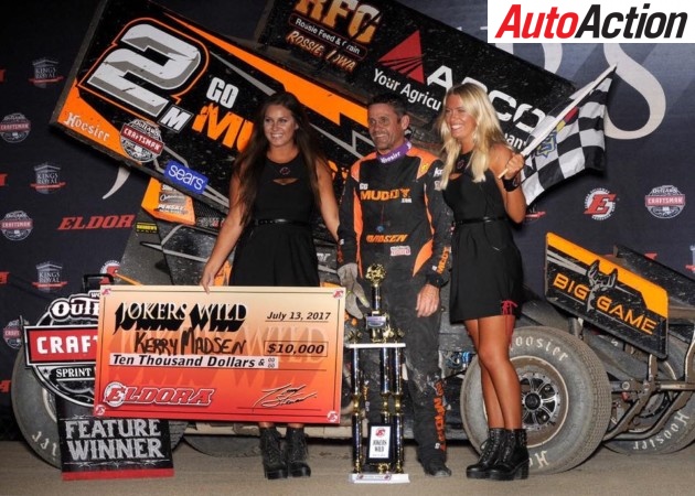 Kerry Madsen won in World of Outlaws at Eldora Speedway - Photo: Eldora Speedway
