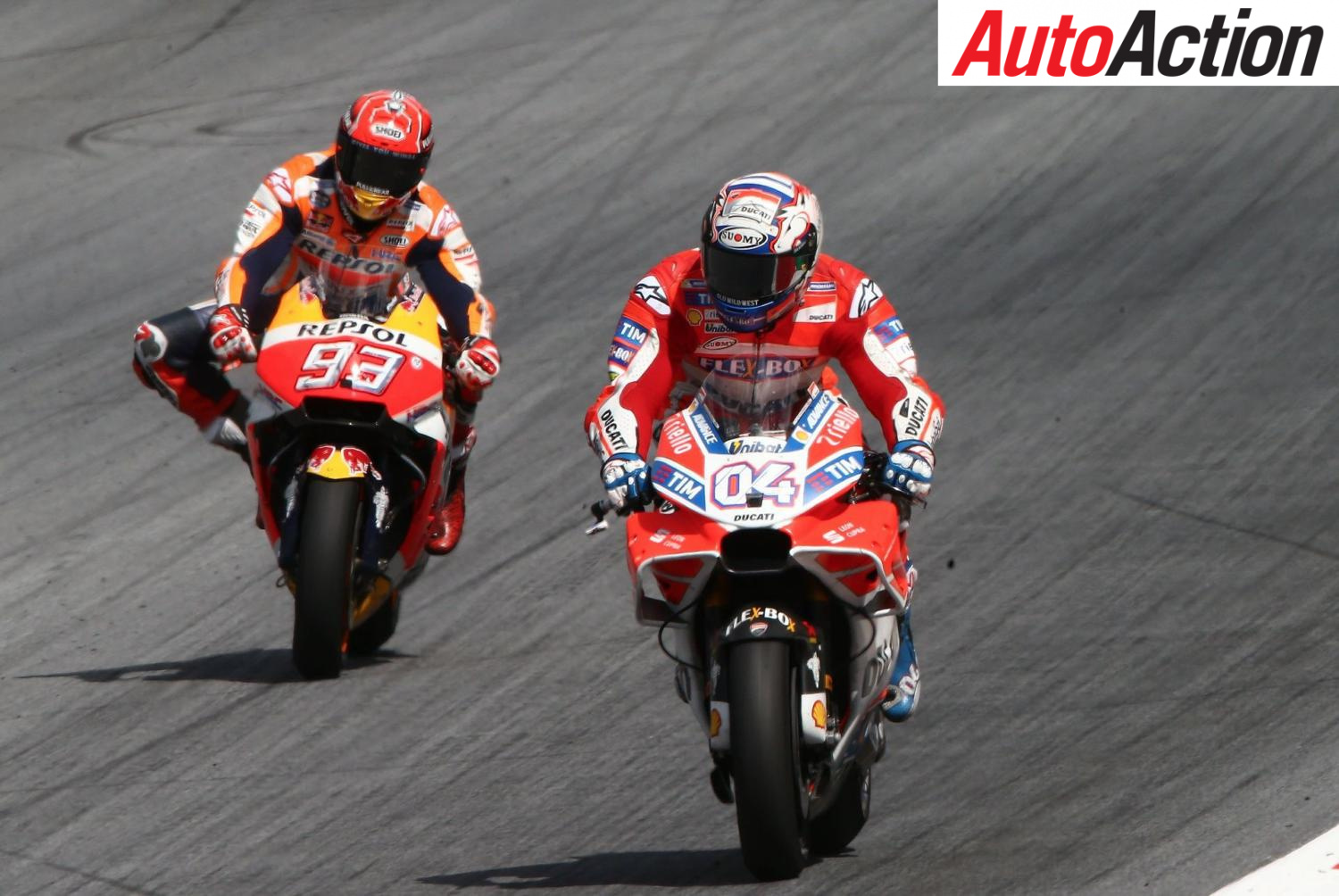 Andrea Dovizioso and Marc Marquez battling for the lead in the MotoGP race at the Red Bull Ring - Photo: LAT