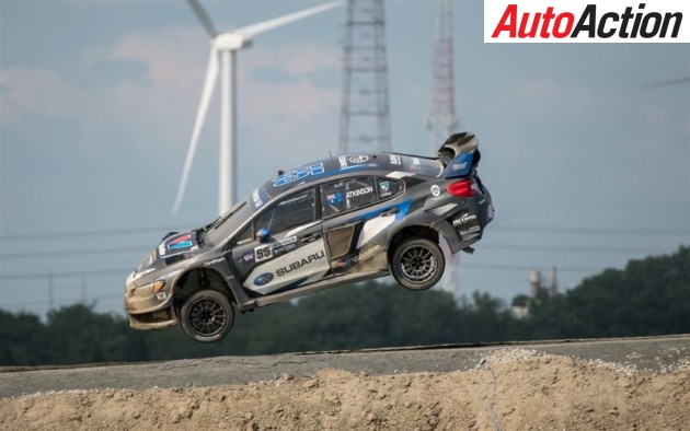 Chris Atkinson launching his Subaru over the jumps