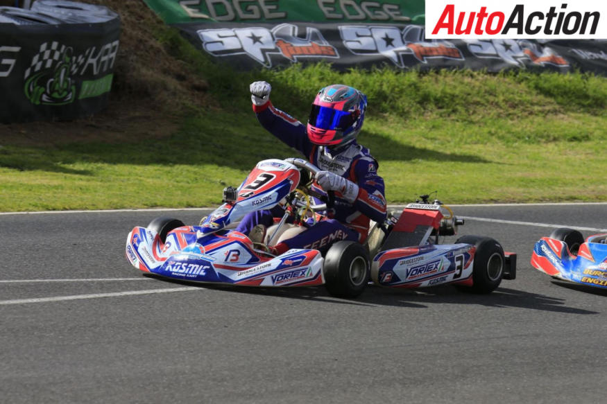 Broc Feeney celebrating his Championship victory in KA2 - Photo: Coopers Photography