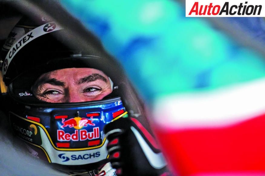 Craig Lowndes behind the wheel of his Supercar