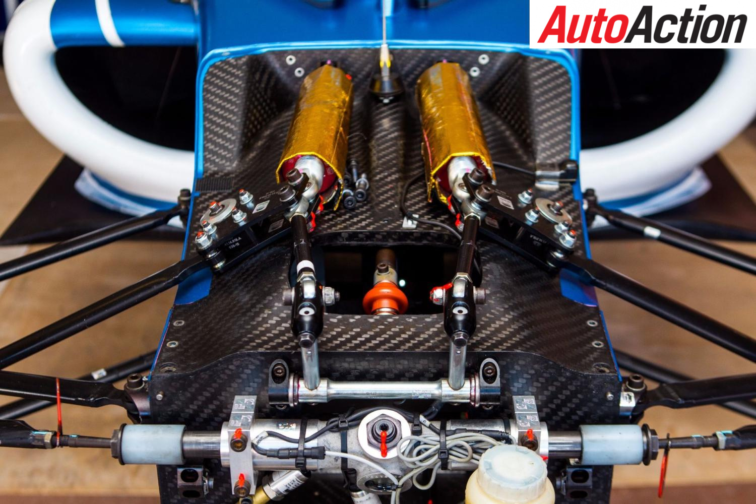 The front end suspension of a Formula 4 Auto Action
