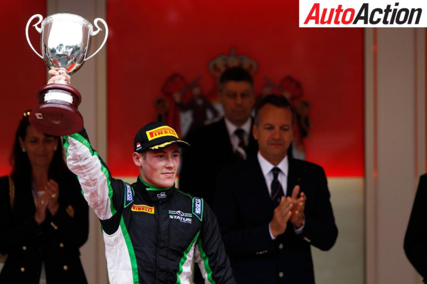 Richie Stanaway celebrating a GP2 win at Monaco