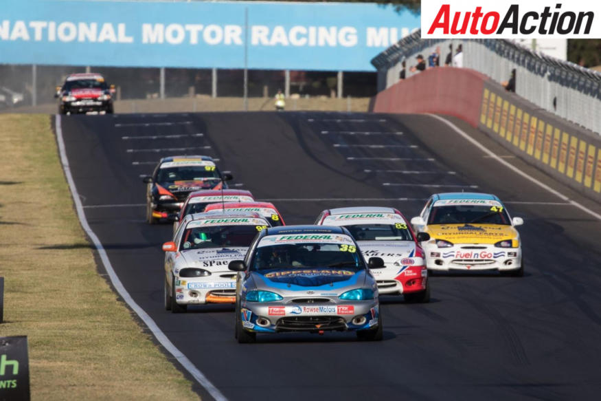 Ben Bargwanna taking the win in the second Hyundai Excel race - Photo: Rhys Vandersyde