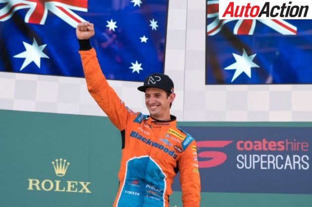 Nick Percat on the podium at the Melbourne 400 - Photo: Supplied