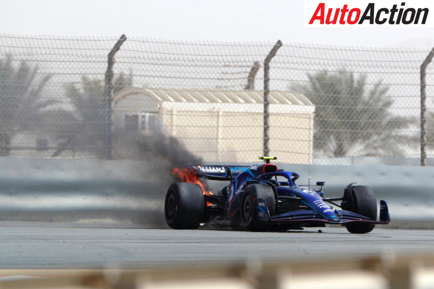 Nicholas Latifi's day was cut short after this fire - Image: Motorsport Images