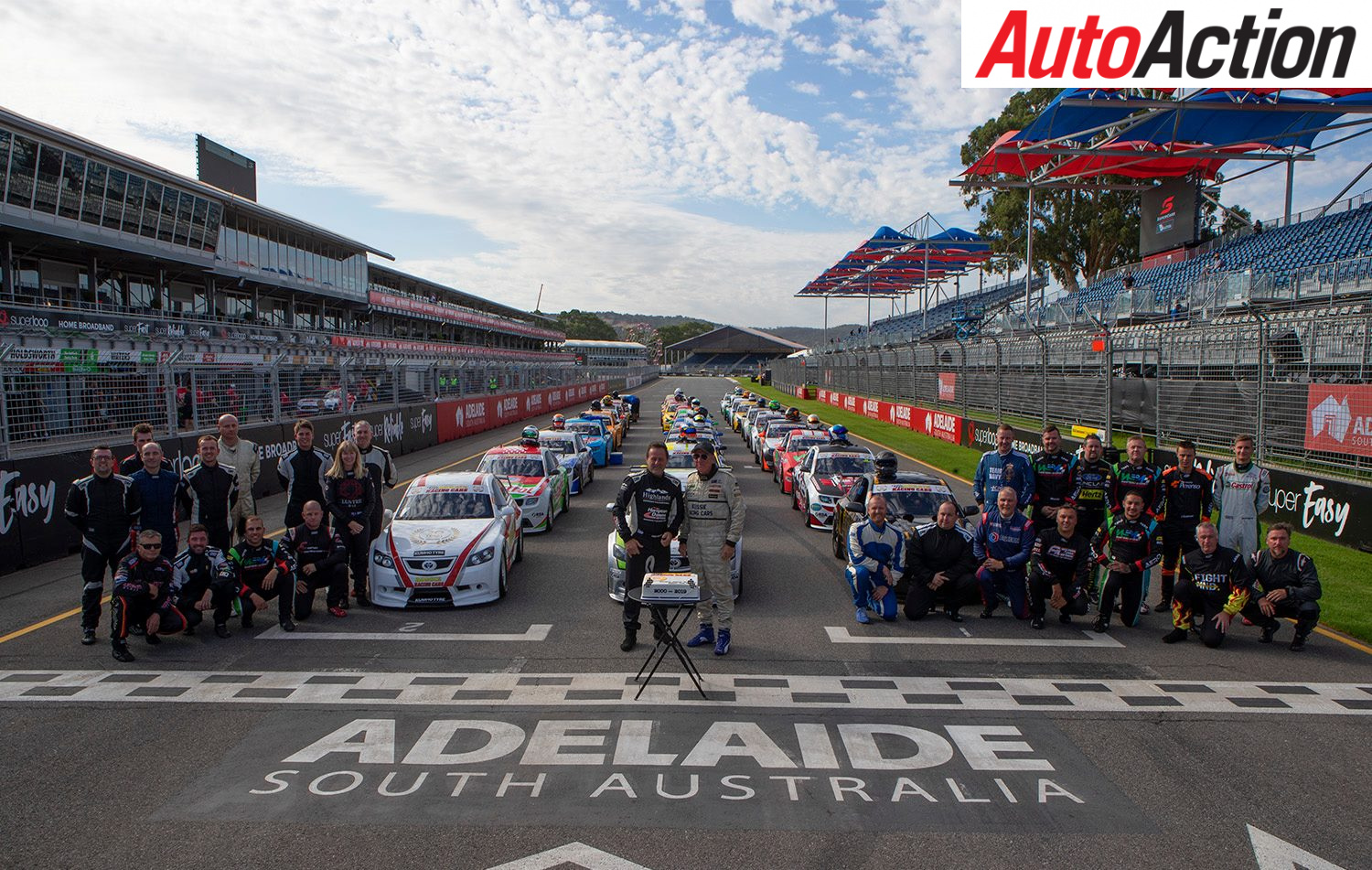 Aussie Race Cars 20th Anniversary cake cutting ceremony on the Adelaide