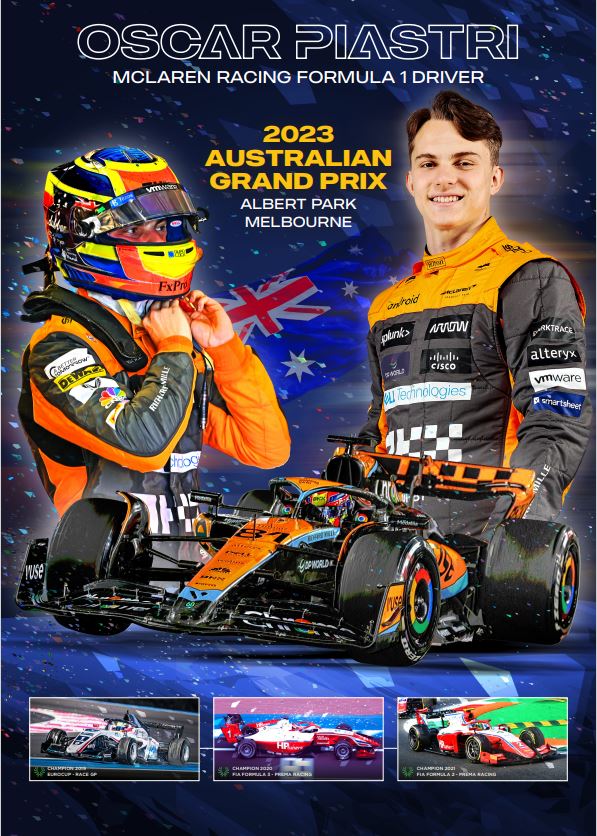 Oscar Piastri Auto Action AGP Poster 2023