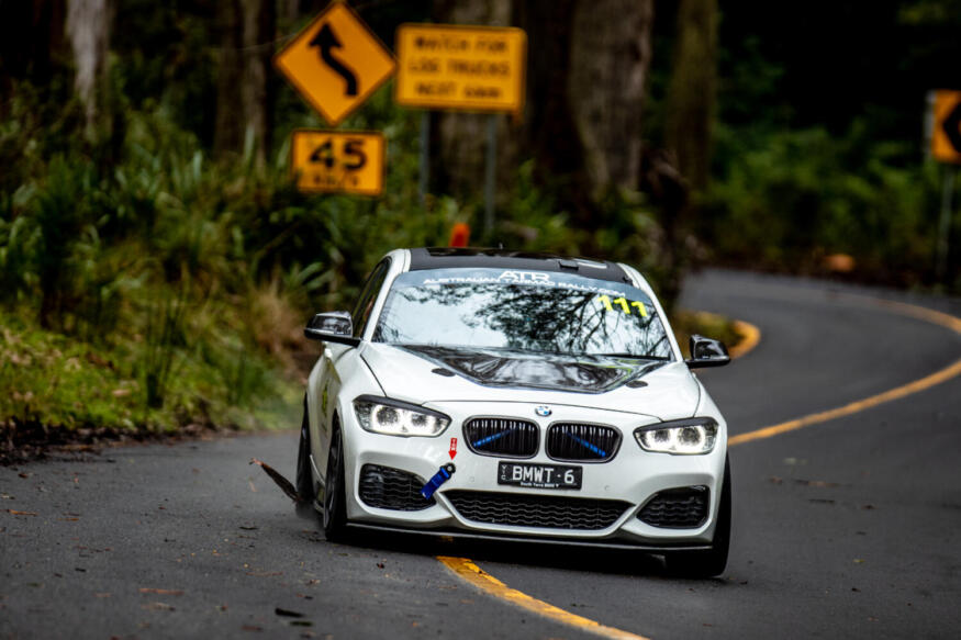 Jeremy Dennison and Casey Rumble, winners of the Rally Challenge in their BMW M140i