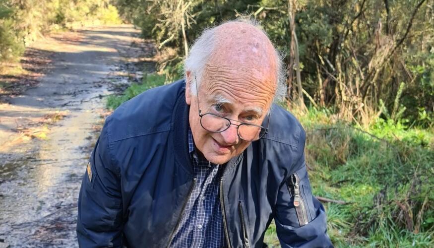 Bill Forsyth on a walk around the former Catalina Park Raceway in Katoomba, Blue Mountains. Image: TONY LOXLEY
