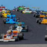 Kiwi F5000 driver Codie Banks leads the field toward another race win at Phillip Island’s festival of motorsport. Image: Ian Smith