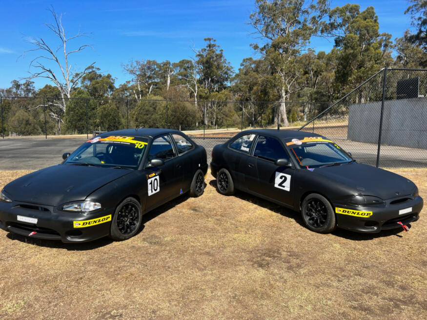 Diesel Thomas and Jackson Shaw are representing Shaw Motorsport to contest the $10,000 Hyundai Excel prize, and the Garry Rogers Trophy, at Race Tasmania 2024. Image: SUPPLIED