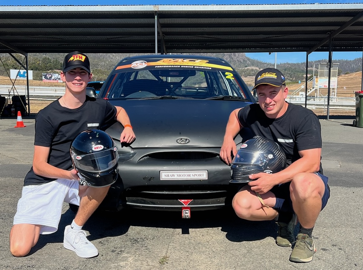 Diesel Thomas and Jackson Shaw are representing Shaw Motorsport to contest the $10,000 Hyundai Excel prize, and the Garry Rogers Trophy, at Race Tasmania. Image: SUPPLIED