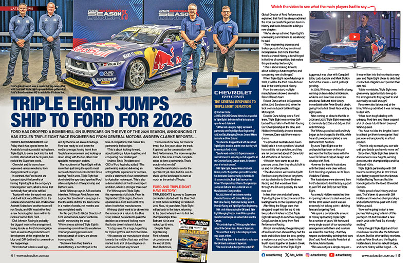 Triple Eight jumps ship to Ford for 2026 - latest free digital issue of Auto Action.