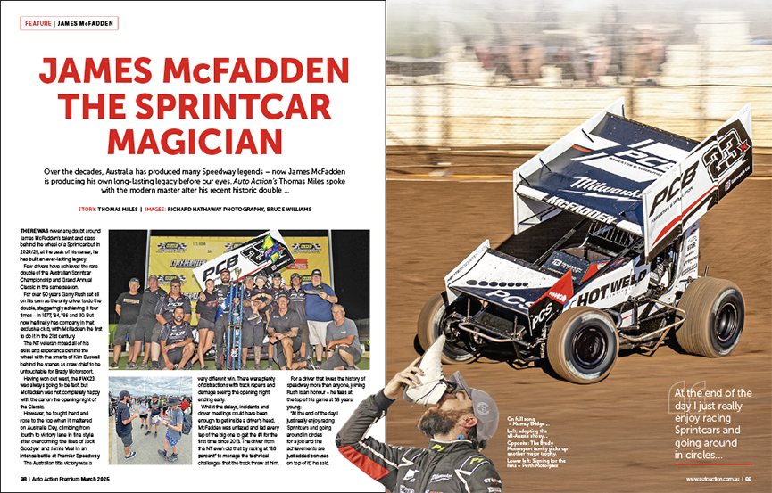 Sprintcar driver James McFadden talks about his dominant sprintcar season, including winning a third Grand Annual Sprintcar Classic and an Australian Title