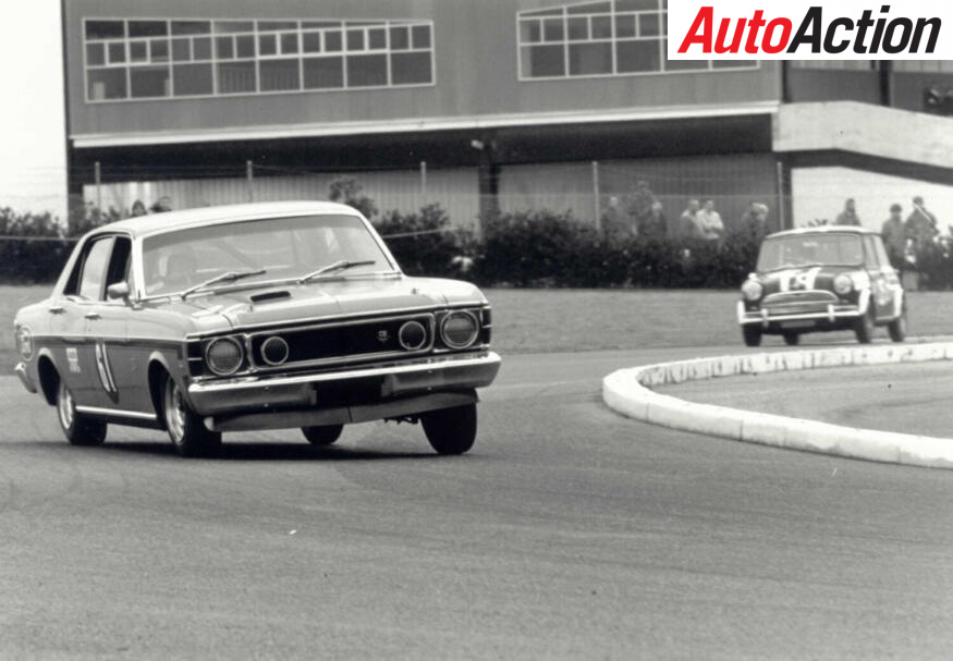 John French pushing a works Ford XY Falcon GTHO Phase 3