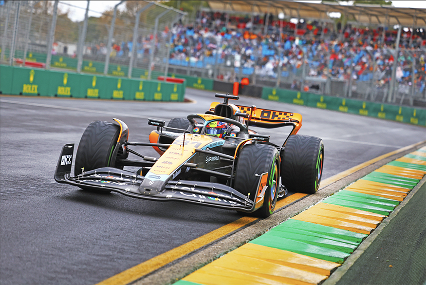 Oscar Piastri McLaren during a wet practice session Melbourne 2023-LAT