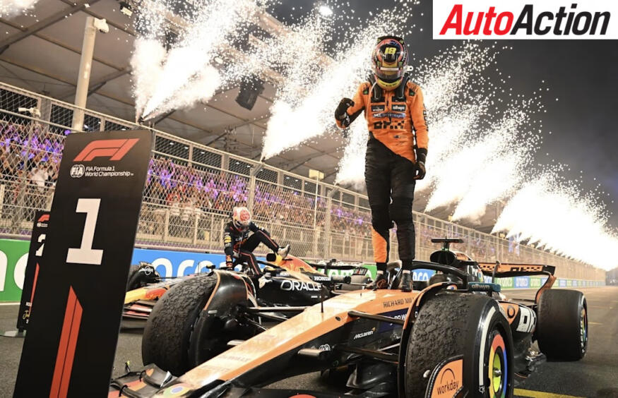 Oscar Piastri, McLaren, celebrates victory at the 2025 Saudi Arabian Grand Prix.