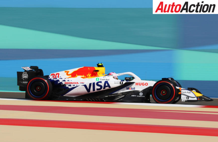 BAHRAIN, BAHRAIN - APRIL 11: Liam Lawson of New Zealand driving the (30) Visa Cash App Racing Bulls VCARB 02 on track during practice ahead of the F1 Grand Prix of Bahrain at Bahrain International Circuit on April 11, 2025 in Bahrain, Bahrain. Photo by Clive Rose/Getty Images // Getty Images / Red Bull Content Pool.