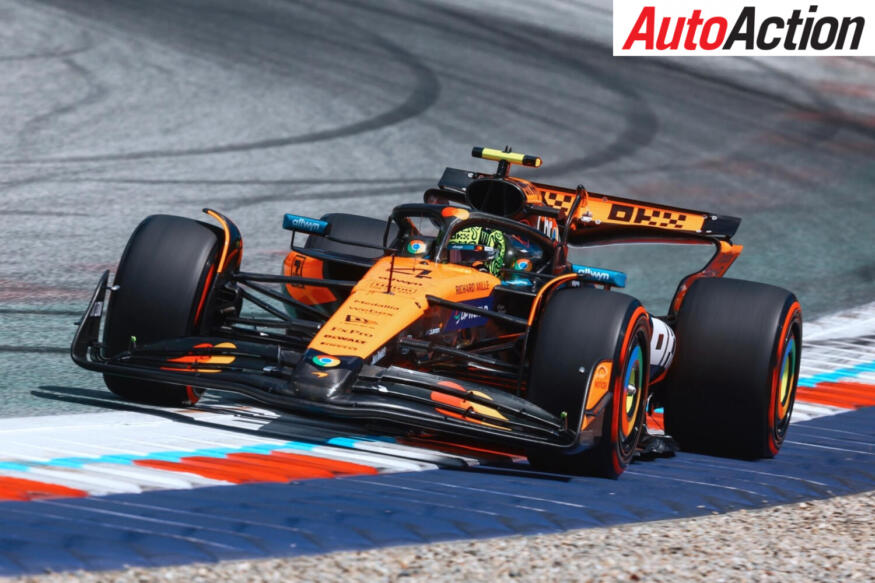 Lando Norris, McLaren, driving on track during FP3 at the 2025 F1 Austrian Grand Prix.
