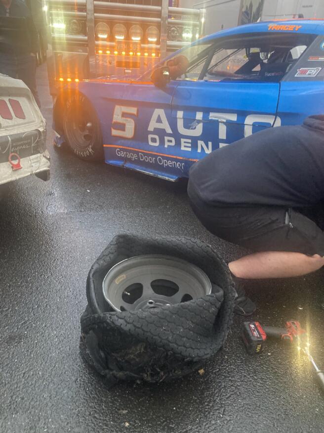 Blake Tracey flat tyre