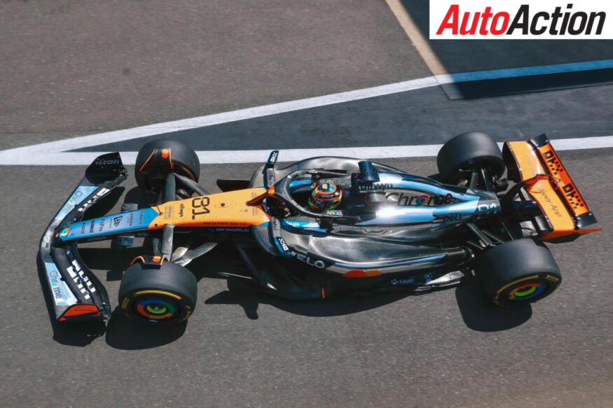 Oscar Piastri, McLaren, driving on track during FP2 at the 2025 F1 British Grand Prix.