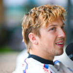 Liam Lawson, Visa Cash App Racing Bulls, is interviewed during previews ahead of the 2025 F1 British Grand Prix.