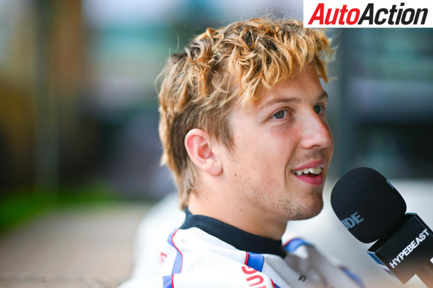 Liam Lawson, Visa Cash App Racing Bulls, is interviewed during previews ahead of the 2025 F1 British Grand Prix.