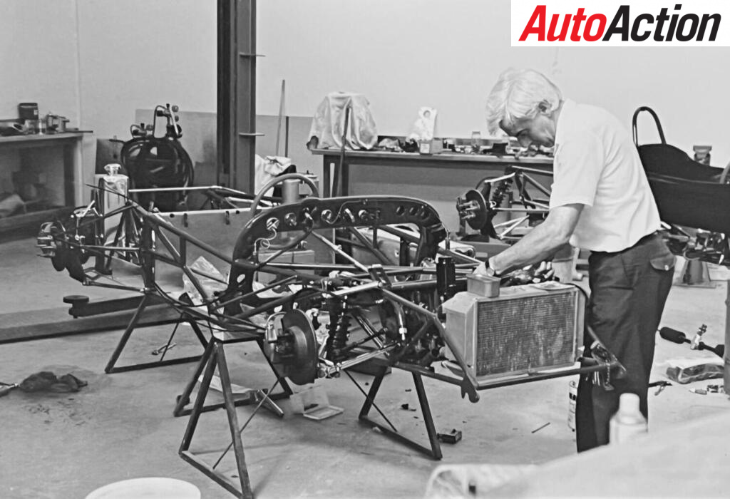The restoration Maestro at work. Sheppo is seen here restoring a Lotus 23 Lotus-Ford - Sheppard Archive