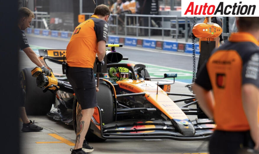 Lando Norris, McLaren, driving on track during FP2 at the Hungarian Grand Prix. Image: McLaren.