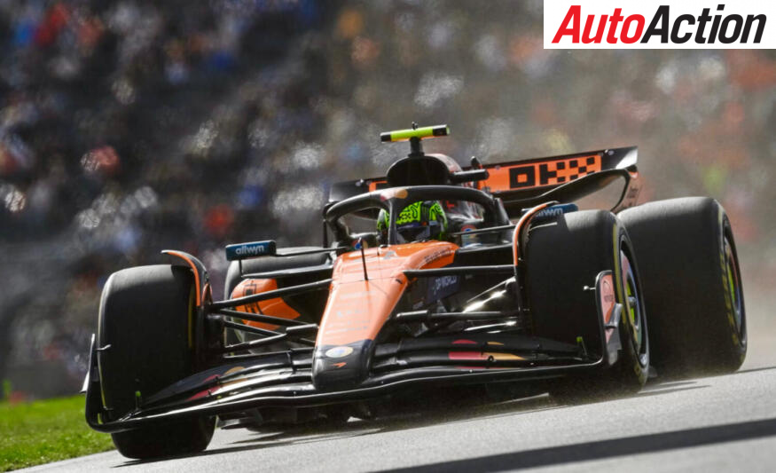 Lando Norris, McLaren, driving on track during FP3 at the 2025 F1 Dutch Grand Prix.