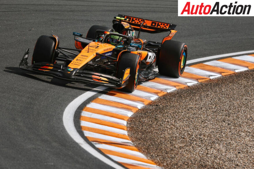 Lando Norris, McLaren, driving on track during FP1 at the 2025 F1 Dutch Grand Prix.