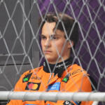 Oscar Piastri, McLaren, watches on after crashing out of the 2025 F1 Azerbaijan Grand Prix.
