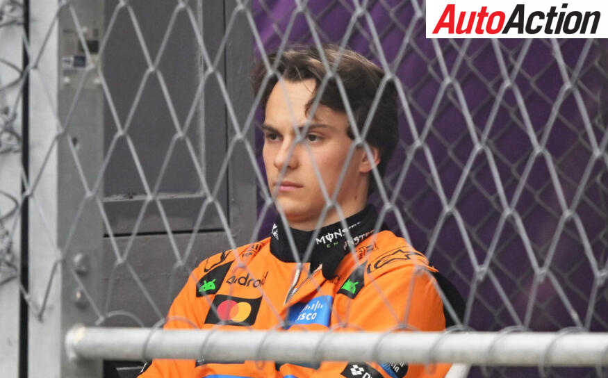 Oscar Piastri, McLaren, watches on after crashing out of the 2025 F1 Azerbaijan Grand Prix.