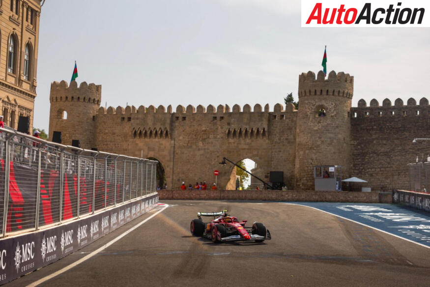 Lewis Hamilton, Scuderia Ferrari, driving on track during FP2 at the 2025 F1 Azerbaijan Grand Prix.