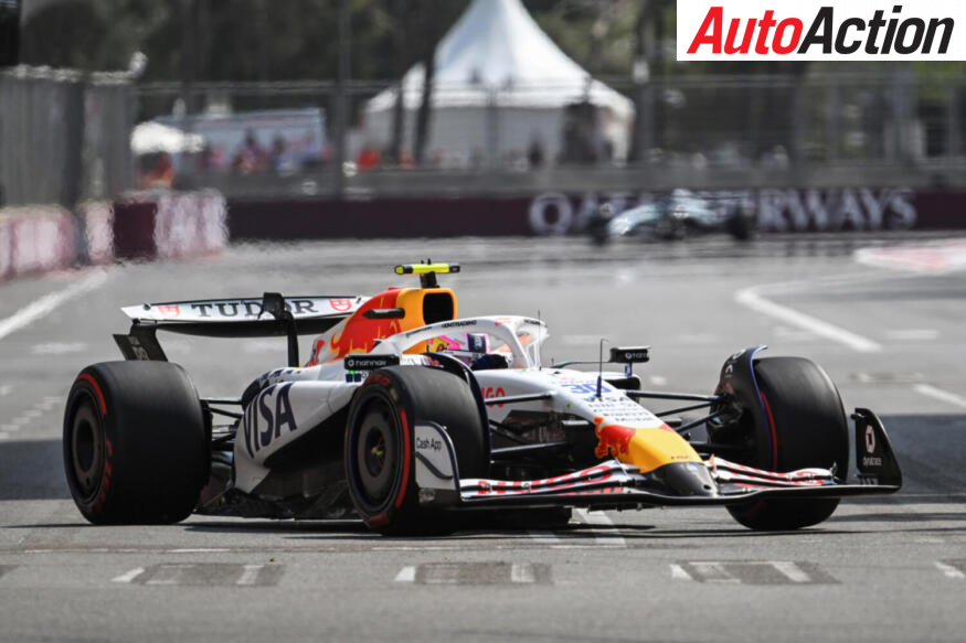 Liam Lawson, Visa Cash App Racing Bulls, driving on track during practice on Friday at the 2025 F1 Azerbaijan Grand Prix.