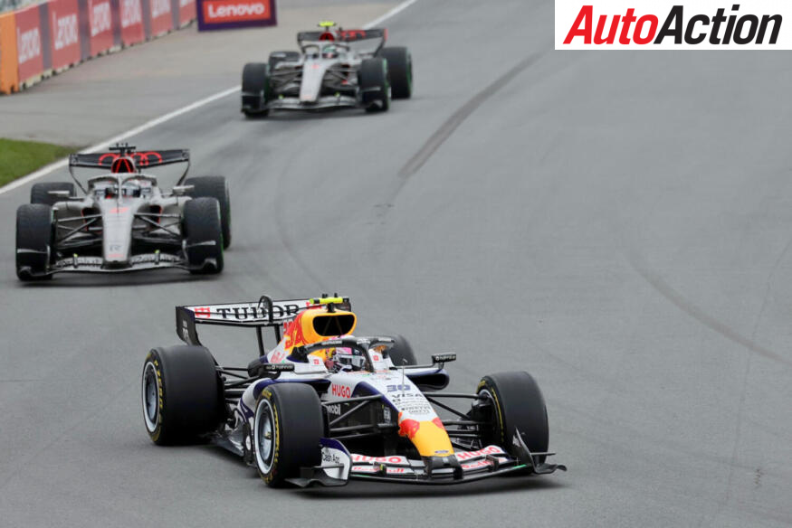 Liam Lawson, Visa Cash App Racing Bulls, on track during the 2026 F1 Canadian Grand Prix.