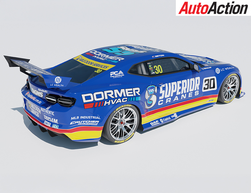 Aaron Seton's retro-liveried #30 Superior Cranes Racing Camaro, rear ...