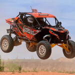 Can-Am Maverick R off-road race vehicle jumping at Loveday 4x4 Adventure Park